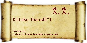 Klinko Kornél névjegykártya